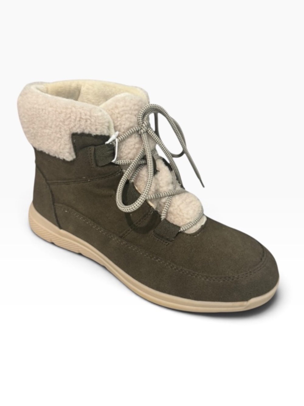 JBU Freeze Women's Faux Suede Faux Fur Winter Snow Boots, Olive Size 9M - NWB